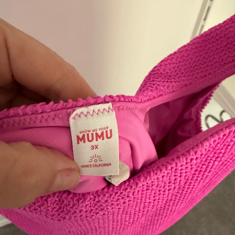 Show Me Your MuMu Plus Size 3XL Hot Pink Scrunch One Piece Swimsuit - Picture 4 of 5